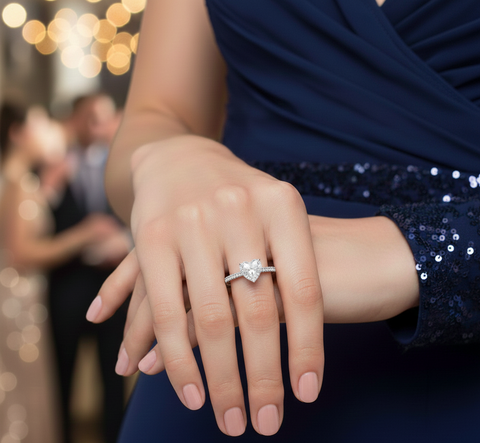 1.79CT Heart Diamond Ring with Pavé Accented Band and Prong Setting