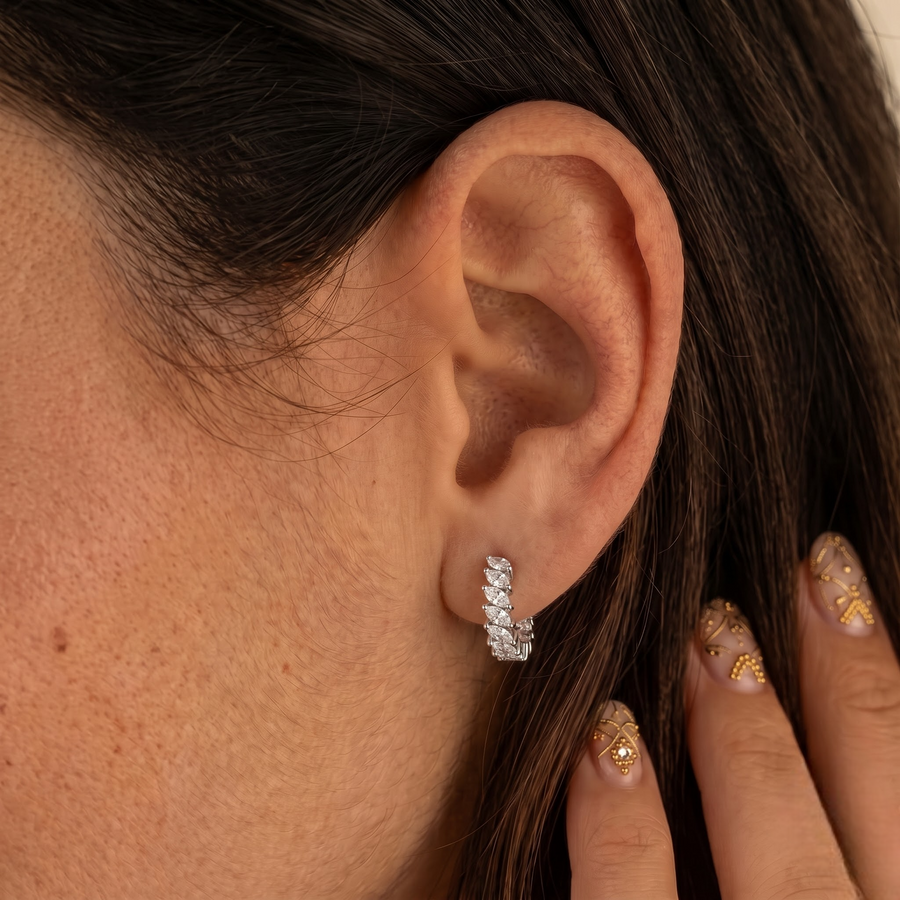 2.85 Ct Marquise Lab Diamond Hoop Earrings
