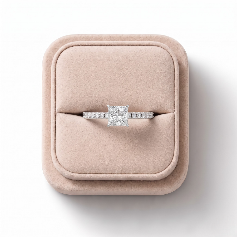 0.73 CT Princess Hidden Halo Pavé Ring