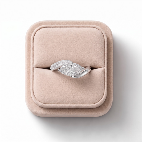 1.68 Ct Marquise Bypass Ring with Pavé Band 1.5 Ct Center