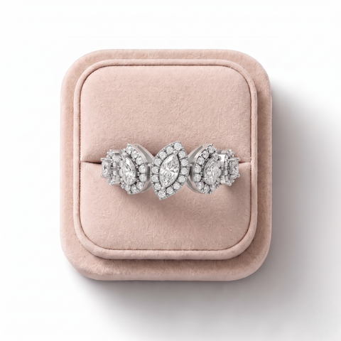 0.91 Ct Marquise Cluster Lab Diamond Ring