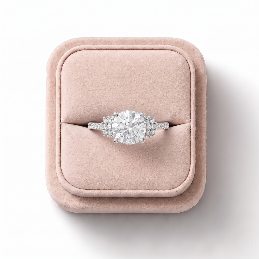 1.46 Ct Round Solitaire Accent Ring