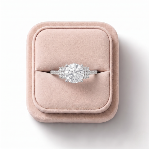 1.46 Ct Round Solitaire Accent Ring