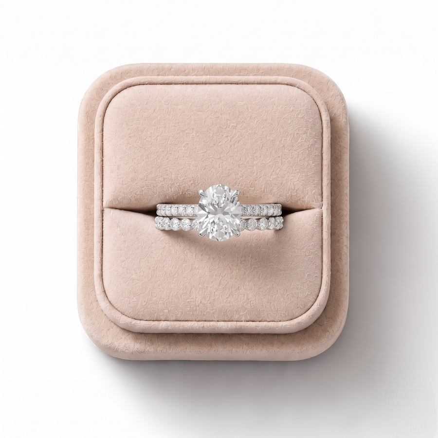 2.88 Ct Oval Solitaire with Matching Pavé Band Set