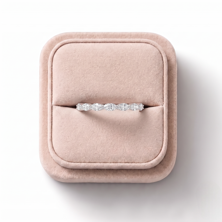 0.37 Ct Marquise prong set Half Eternity Band