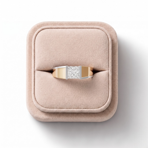 1.00 CT Princess Tension Lab Two Tone Diamond Men’s Ring