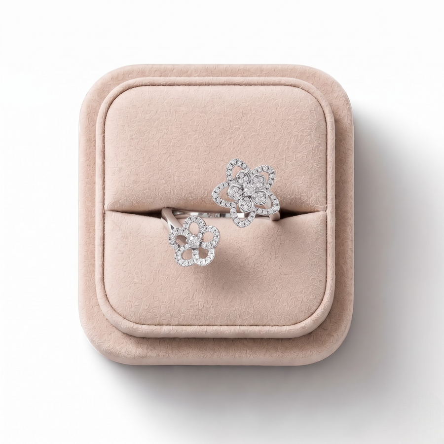 0.30 Ct Blossom Open Round Diamond Ring