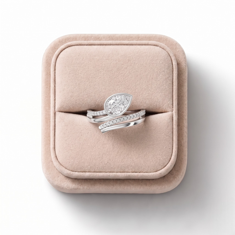 1.13 Ct Marquise Bezel Bypass Diamond Ring