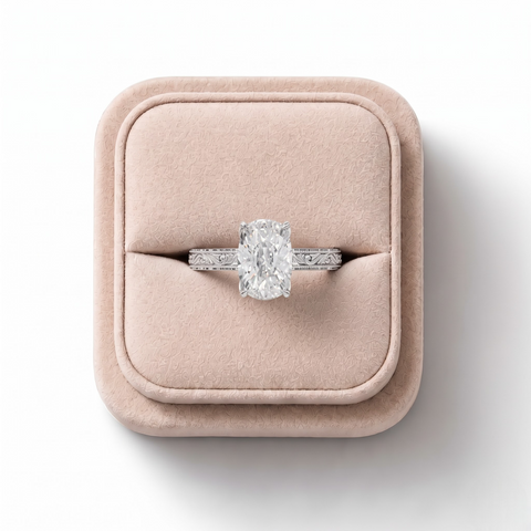 2.505 CT Cushion Lab Grown Diamond Cathedral Engagement Ring