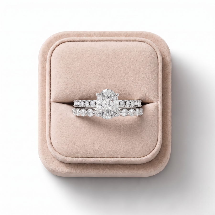 1.88 Ct Oval Solitaire with Matching Pavé Band Set
