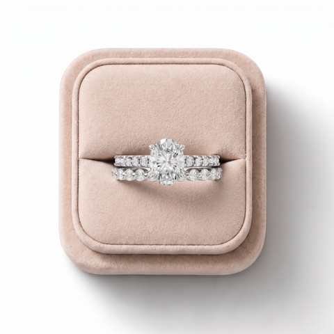 1.88 Ct Oval Solitaire with Matching Pavé Band Set