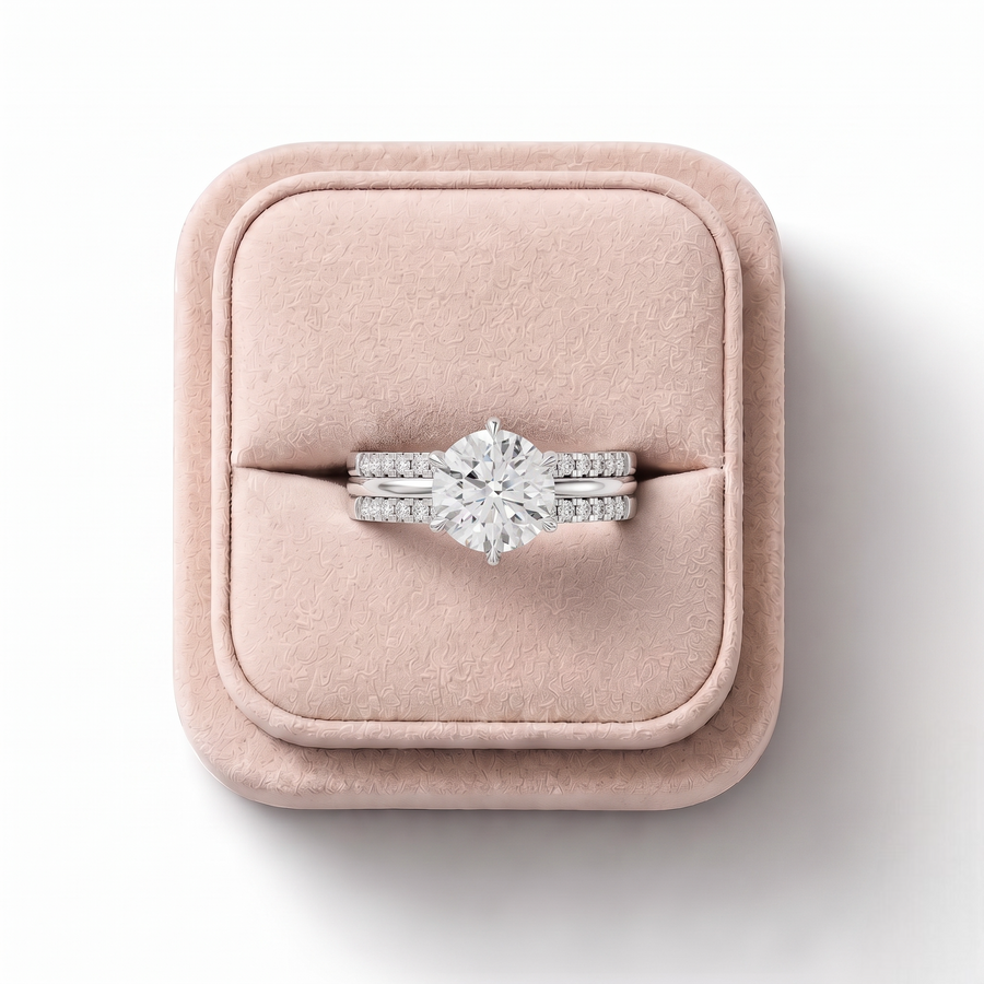 1.76 Ct Round Solitaire With Side Band Ring Set 1.50 Ct Center