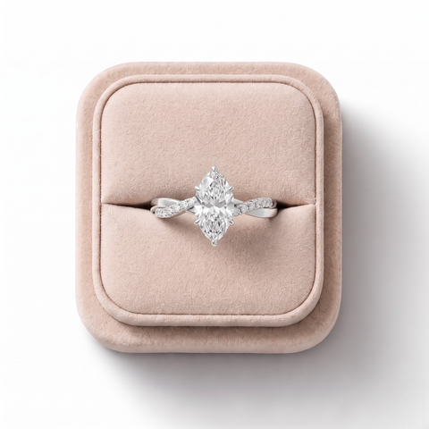1.70 CT Marquise Solitaire Pavé Lab Diamond Ring