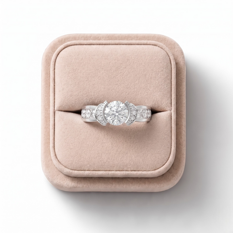 1.58 Ct Round Halo With Side Diamond Ring