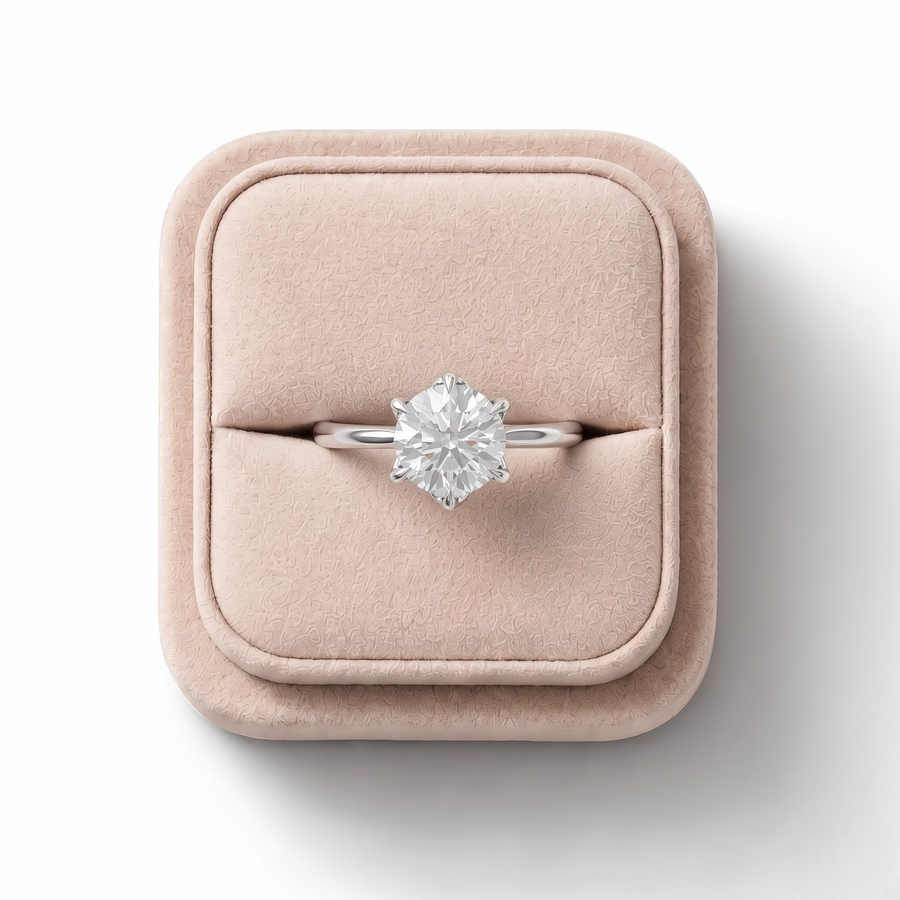 1.50 CT Round Lab Diamond cathedral set Solitaire Ring
