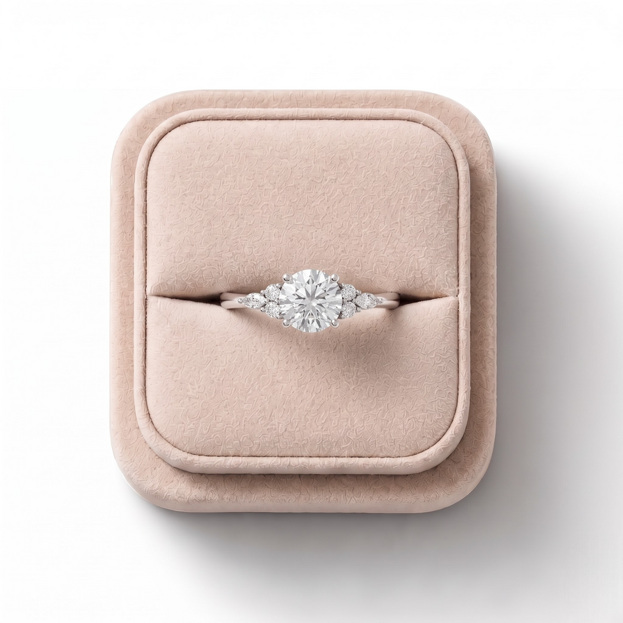 1.10 Ct Round Solitaire Lab Diamond Accent Ring