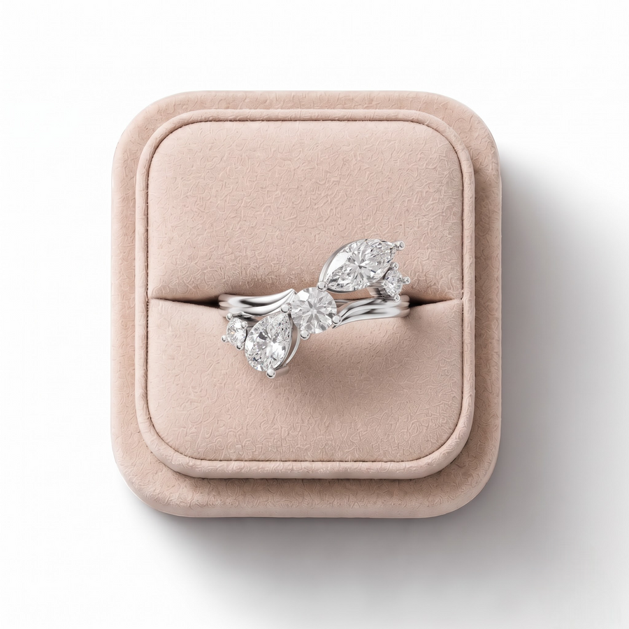 1.62 Ct Pear and Marquise Diamond Bypass Ring