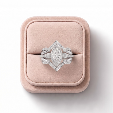1.28 Ct Marquise Solitaire With Side Stone Band Set 1.00 Ct Center