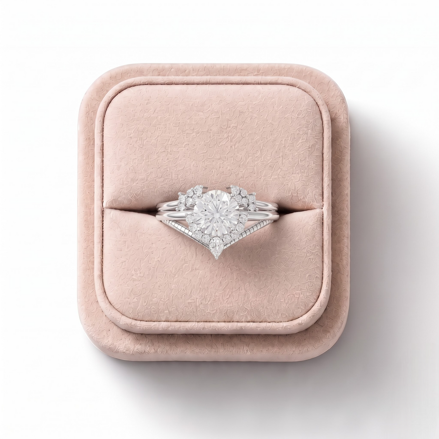 1.16 Ct Round Halo With Side Stone Band Set 1.00 Ct Center