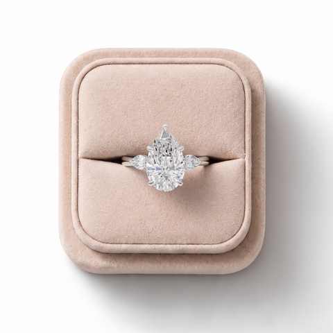 3.83 CT Pear Three-Stone Lab Grown Diamond Ring