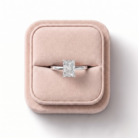 2.61 Ct Radiant Solitaire Lab Diamond Hidden Halo Solitaire Ring 2.5 Ct Center
