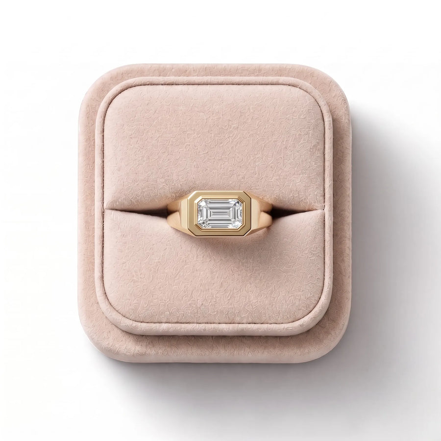 1.5 CT Emerald Lab Diamond East-West Bezel Men's Ring