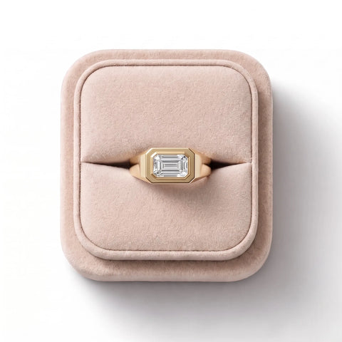 1.5 CT Emerald Lab Diamond East-West Bezel Men's Ring