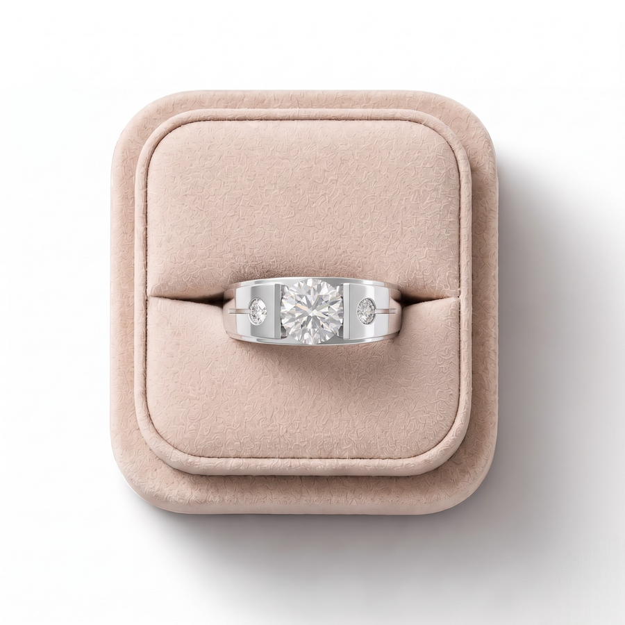 1.12 Ct Round Brilliant Diamond Cigar Band Ring