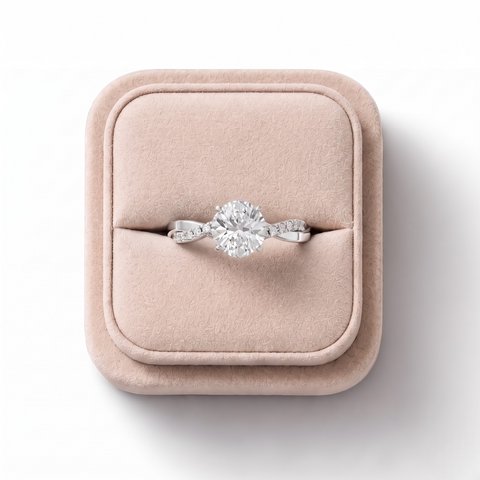 1.70 CT Round Twist Pavé Diamond Ring
