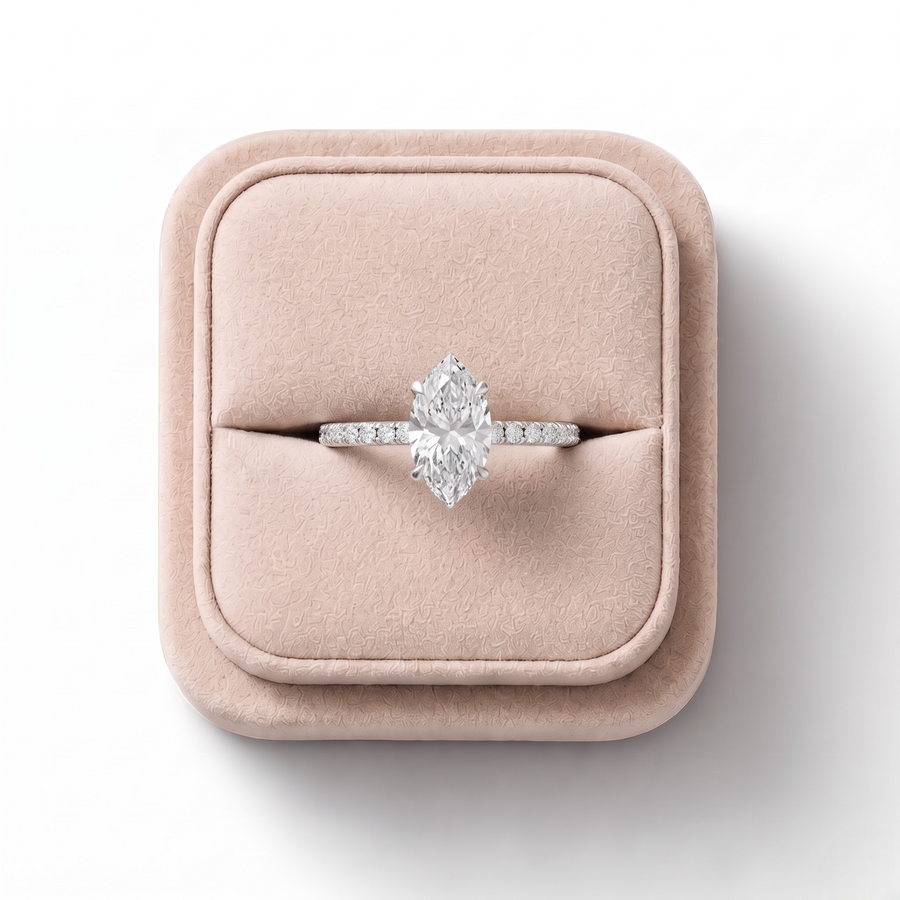 1.73 Ct Marquise Hidden Halo Pavé Ring