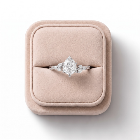 1.60 CT Pear Solitaire Lab Diamond Accent Ring