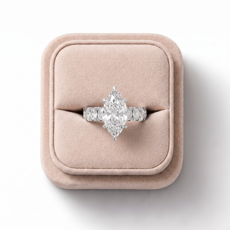 4.27 Ct Marquise Solitaire Wide Shared-Prong Engagement Ring