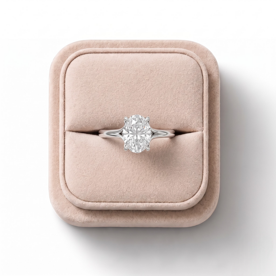 1.53 Ct Oval Lab Diamond Lotus Solitaire Ring