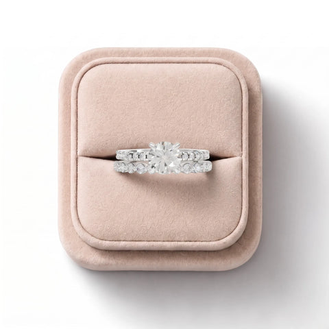 1.76 CT Round Solitaire Lab Grown Diamond Bridal Ring Set