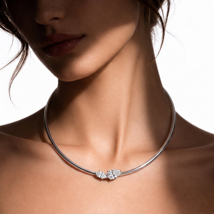 4 Ct Pear & Marquise Lab Diamond Two Stone Neklace