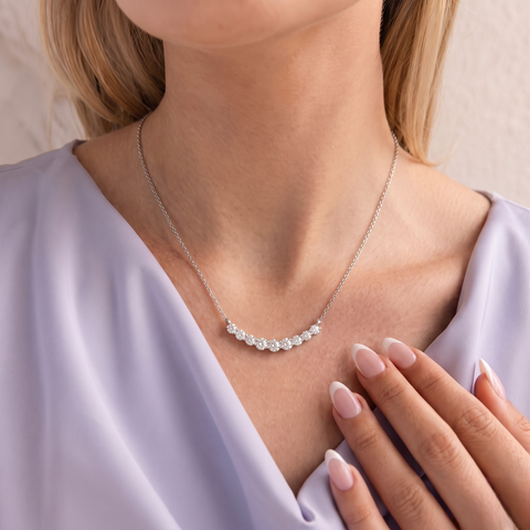 5.82 CT Round Diamond Graduated Necklace