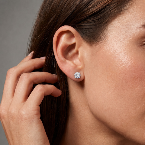 1.50 Ct Each  Round Solitaire Lab Diamond Stud Earrings