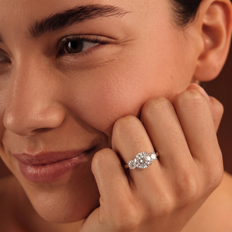 2.33 Ct Round Three Stone Lab Diamond Ring