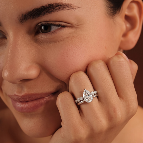 2.88 CT Pear Solitaire Lab Diamond Bridal Set