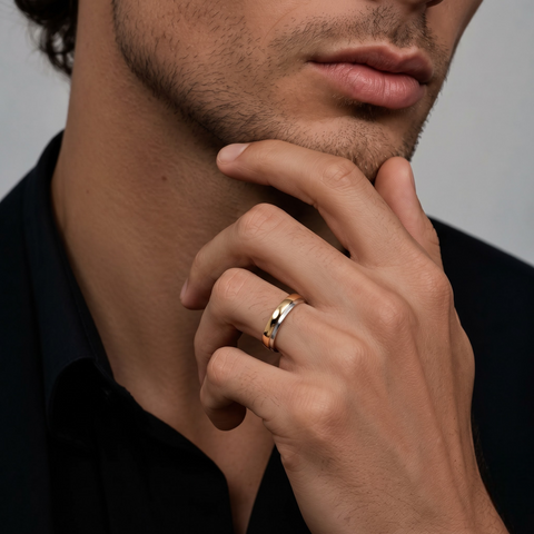 Two-Tone Polished Gold Wedding Band for Men