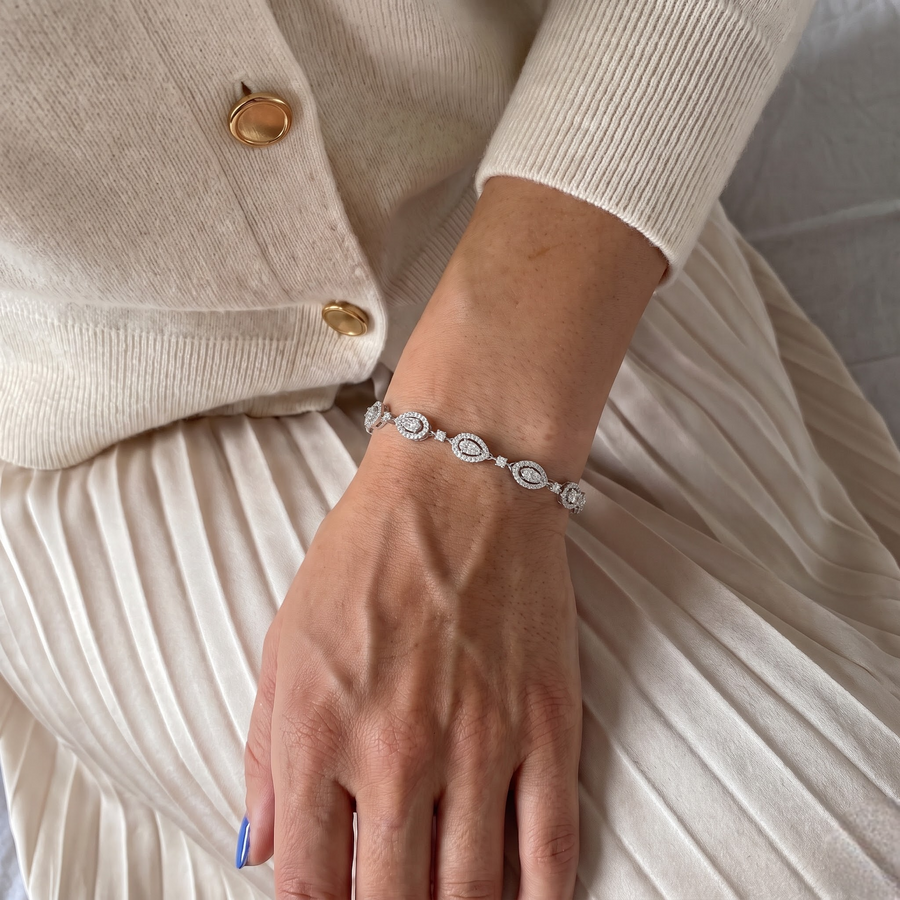 3.91 CT Marquise & Pear Halo Lab Diamond Bracelet