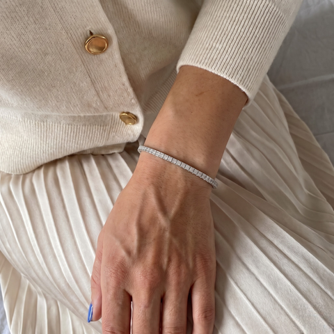 6.35 CT Princess Lab Grown Diamond Tennis Bracelet
