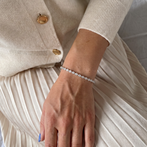 8.73 CT East-West Oval Bezel Lab Diamond Tennis Bracelet