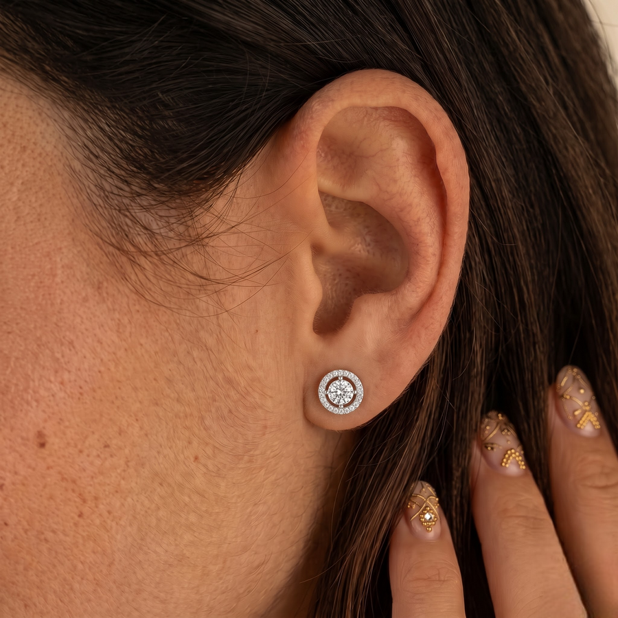 2.45 Ct Round Halo Lab Diamond Stud Earrings