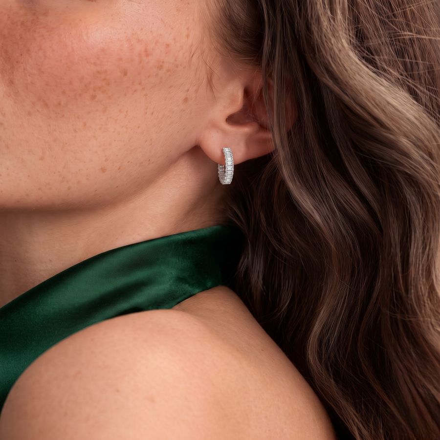 3.88 Ct Emerald Lab Diamond Hoop Earrings