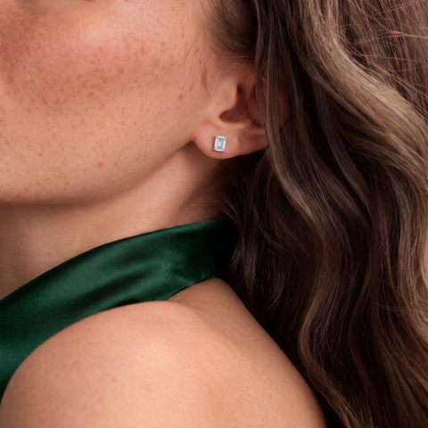 2.00 Ct Emerald Solitaire Lab Diamond Studs