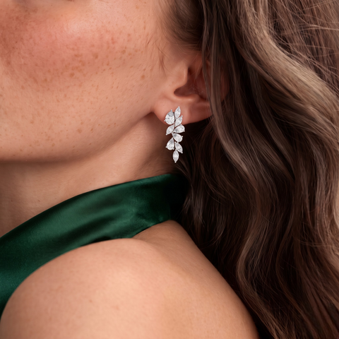 3.56 CT Marquise & Pear Cluster Drop Earrings