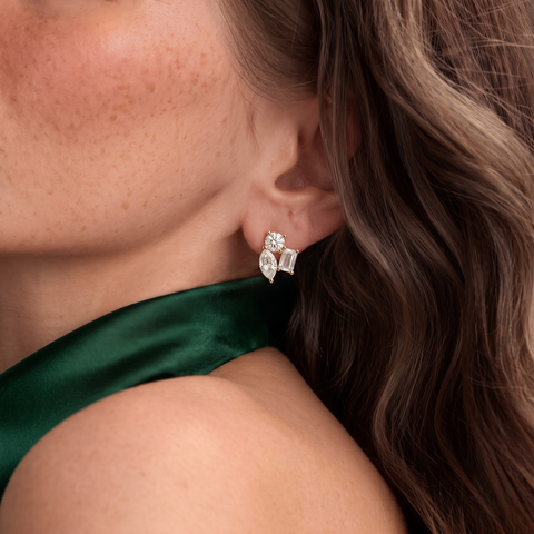 9.00 CT Round, Marquise & Emerald Lab Diamond Stud Earrings