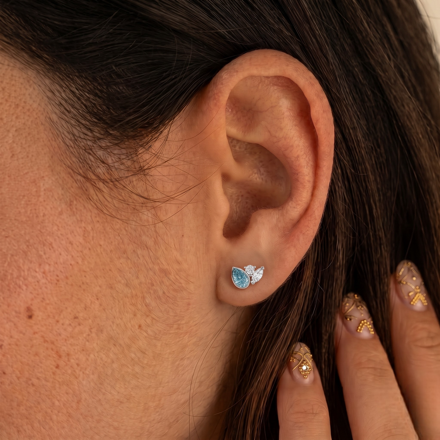 5.64 Ct Aquamarine Pear & Marquise Stud Earrings