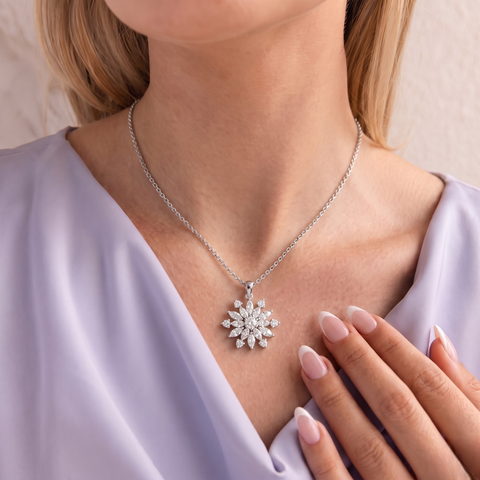 1.78 Ct Marquise Floral Lab Diamond Pendant Necklace